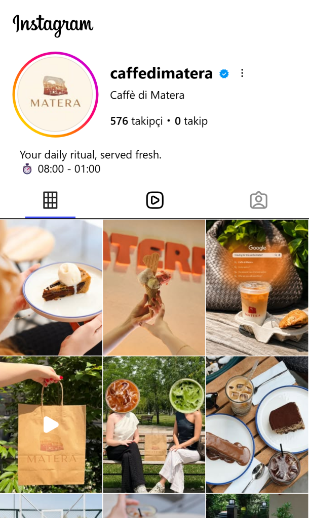 @caffedimatera sosyal medya içerikleri